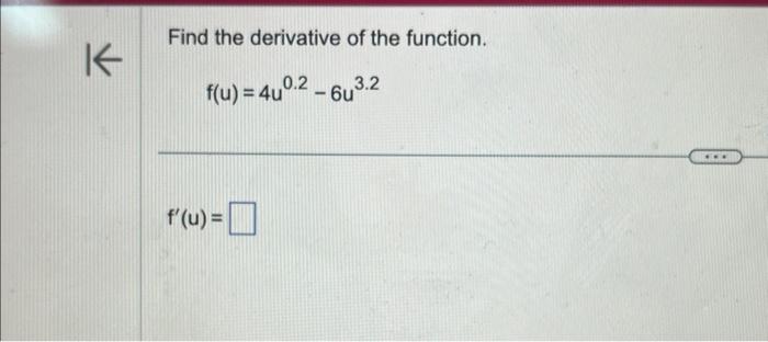 K Find the derivative of the function. f(u) = 440.2 - 6u3.2