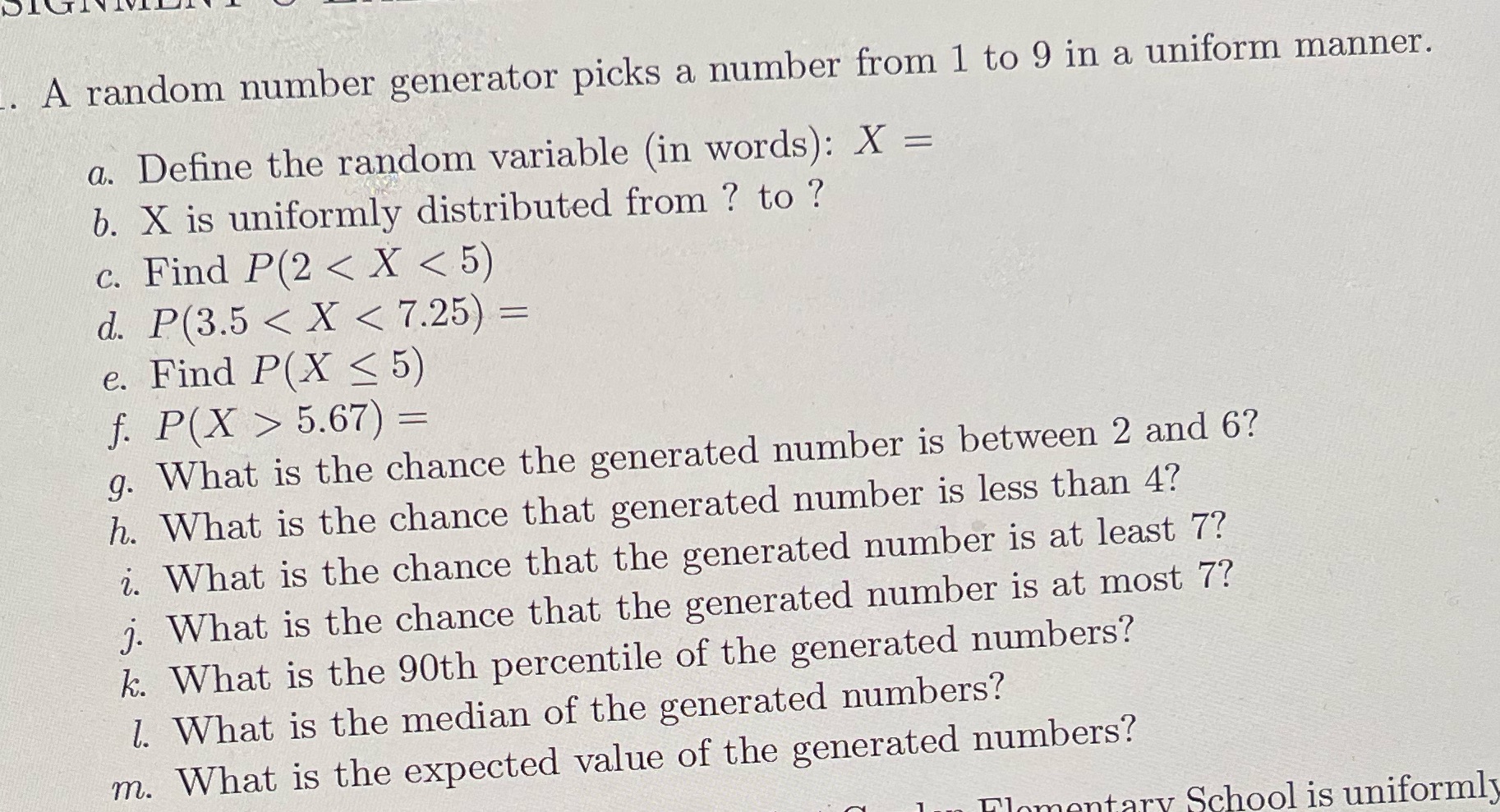 . A random number generator picks a number from 1 to 9