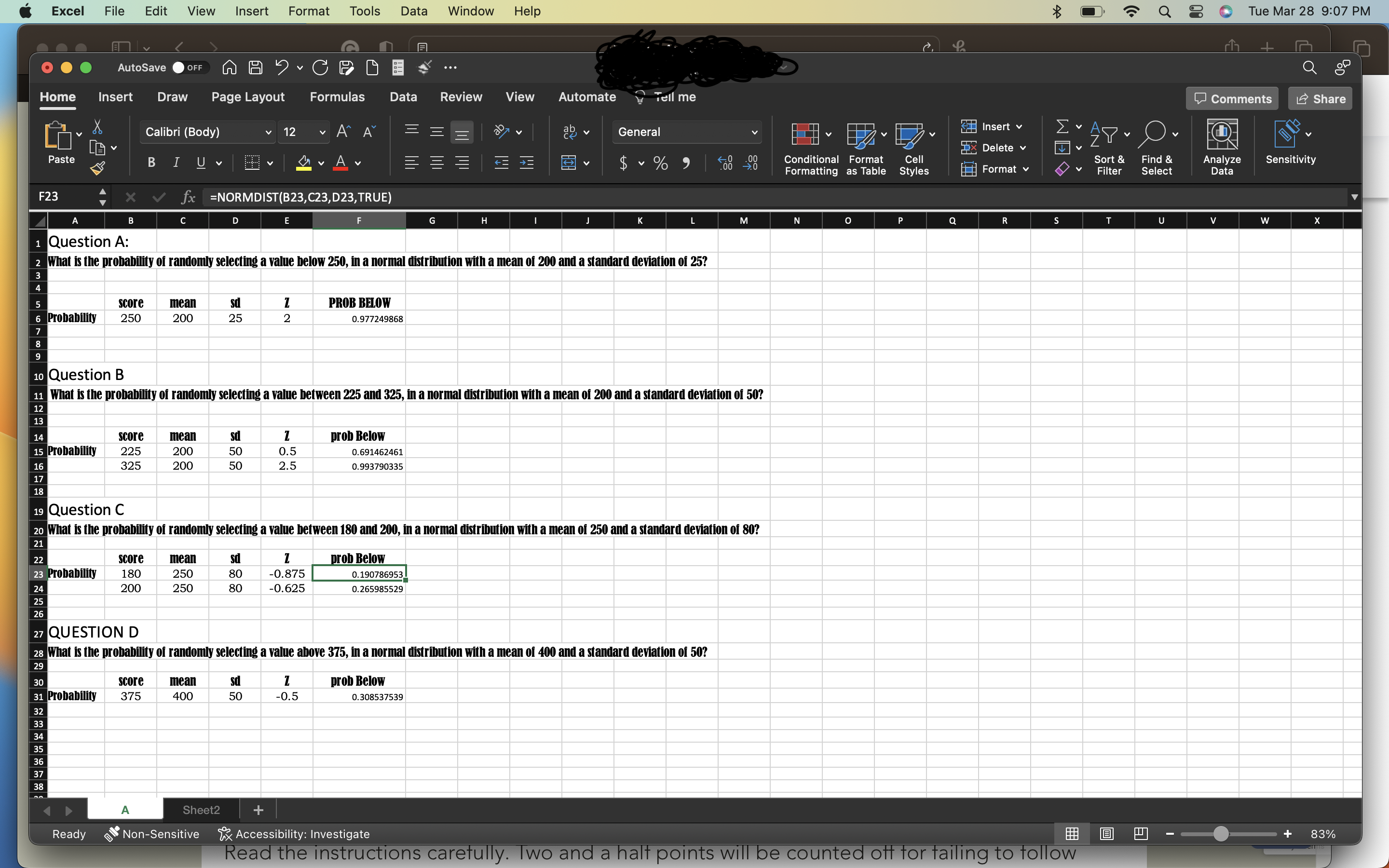 Excel File Edit View Insert Format Tools Data Window Help AutoSave OFF