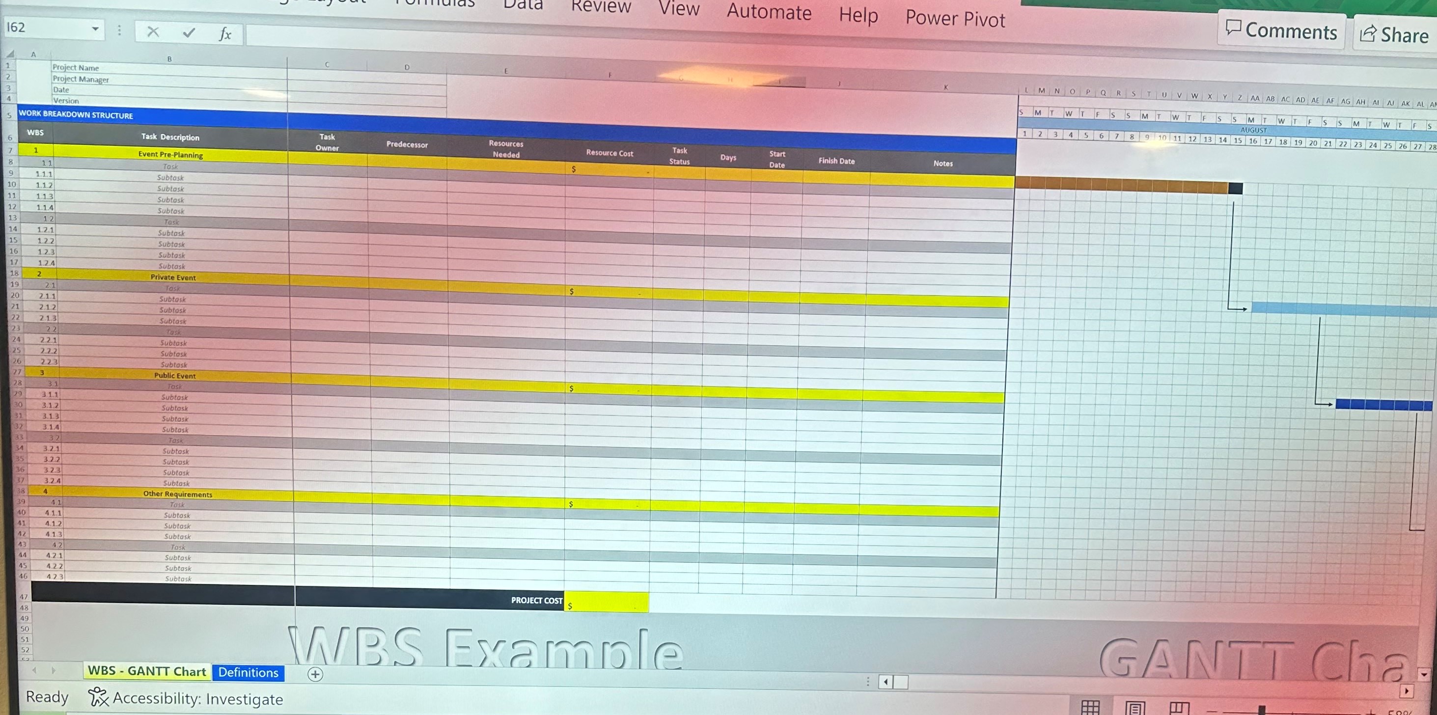 the Work Breakdown Structure Task List 3 4 WBS: This is a