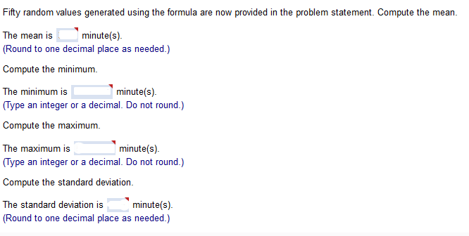 between 15 and 60 minutes. Use the formula U= a + (ba)