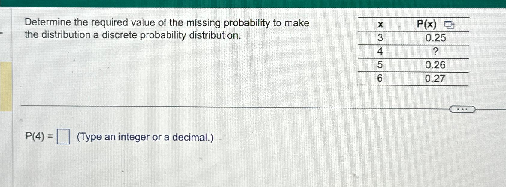 Determine the required value of the missing probability to make the distribution