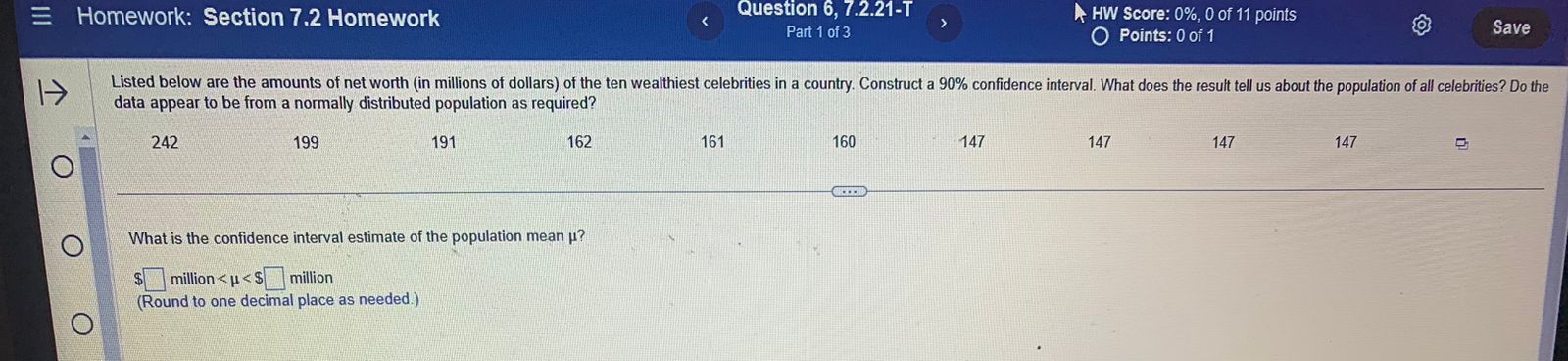 > HW Score: 0%, 0 of 11 points O Points: 0 of