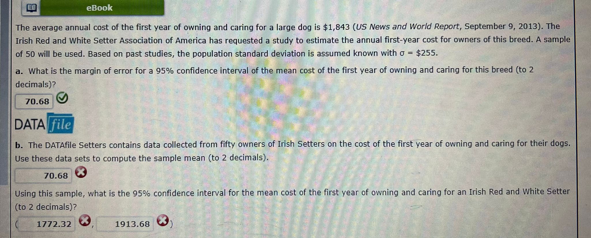 error of 0.5 days (round up to the next whole number)? b.