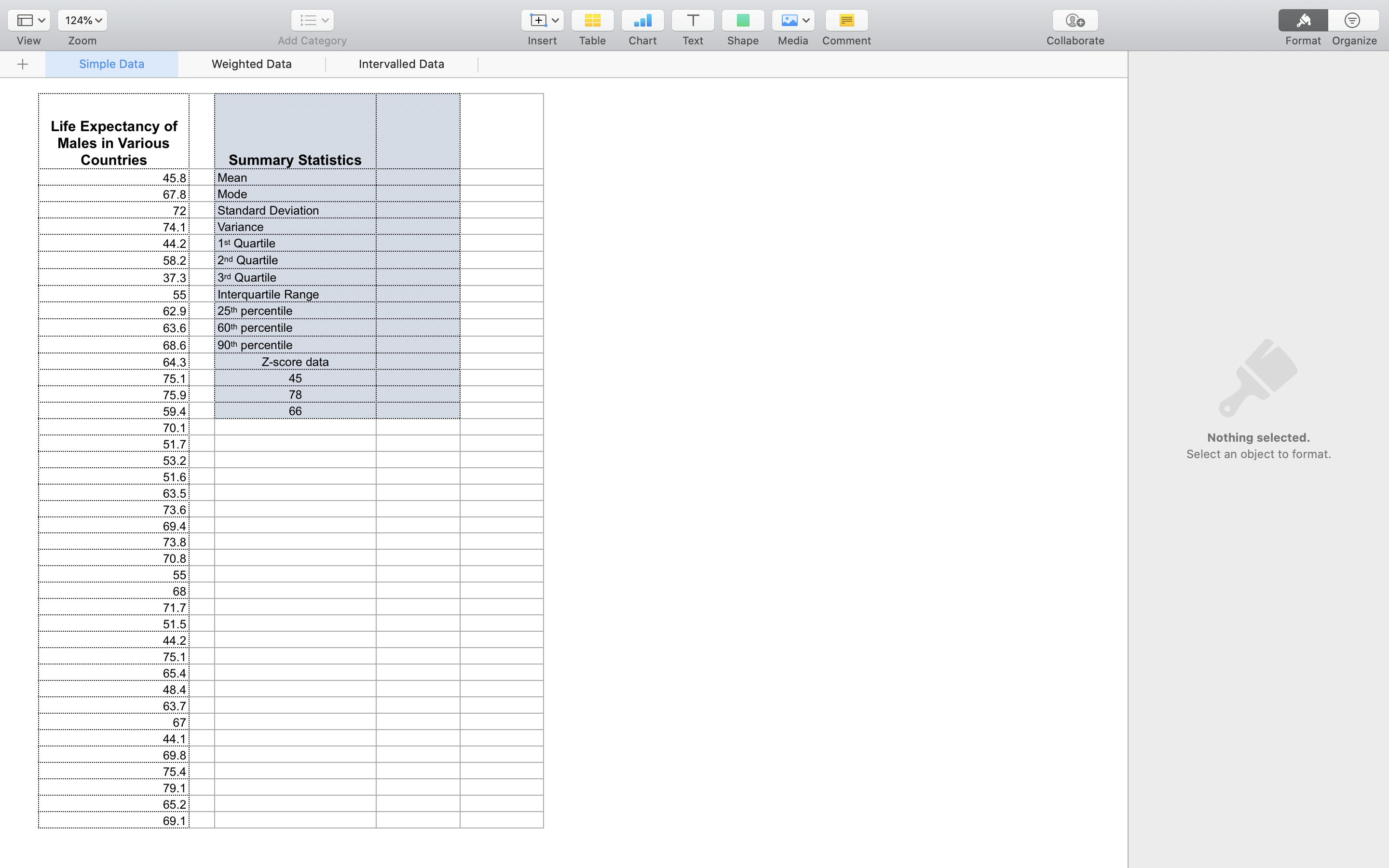 View 124% + T Zoom + Simple Data Add Category Weighted Data