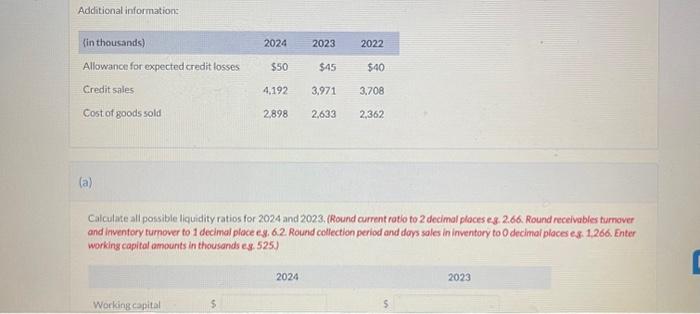 INC. Statement of Financial Position (partial) December 31 (in thousands) 2024 2023