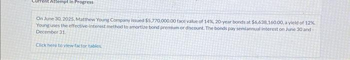 Current Attempt In Progress On June 30, 2025, Matthew Young Company issued