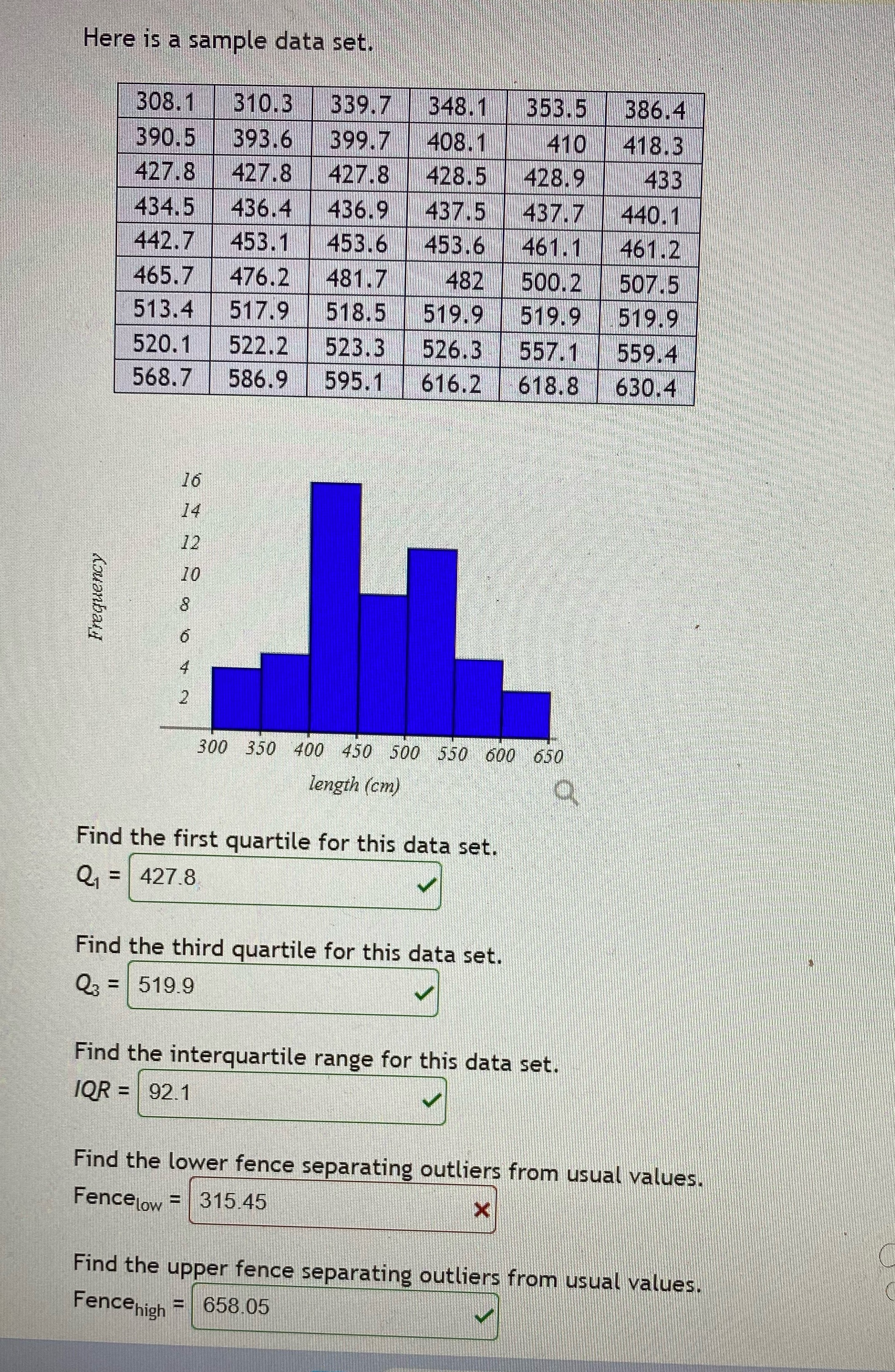 Here is a sample data set. 308.1 310.3 339.7 348.1 353.5 386.4