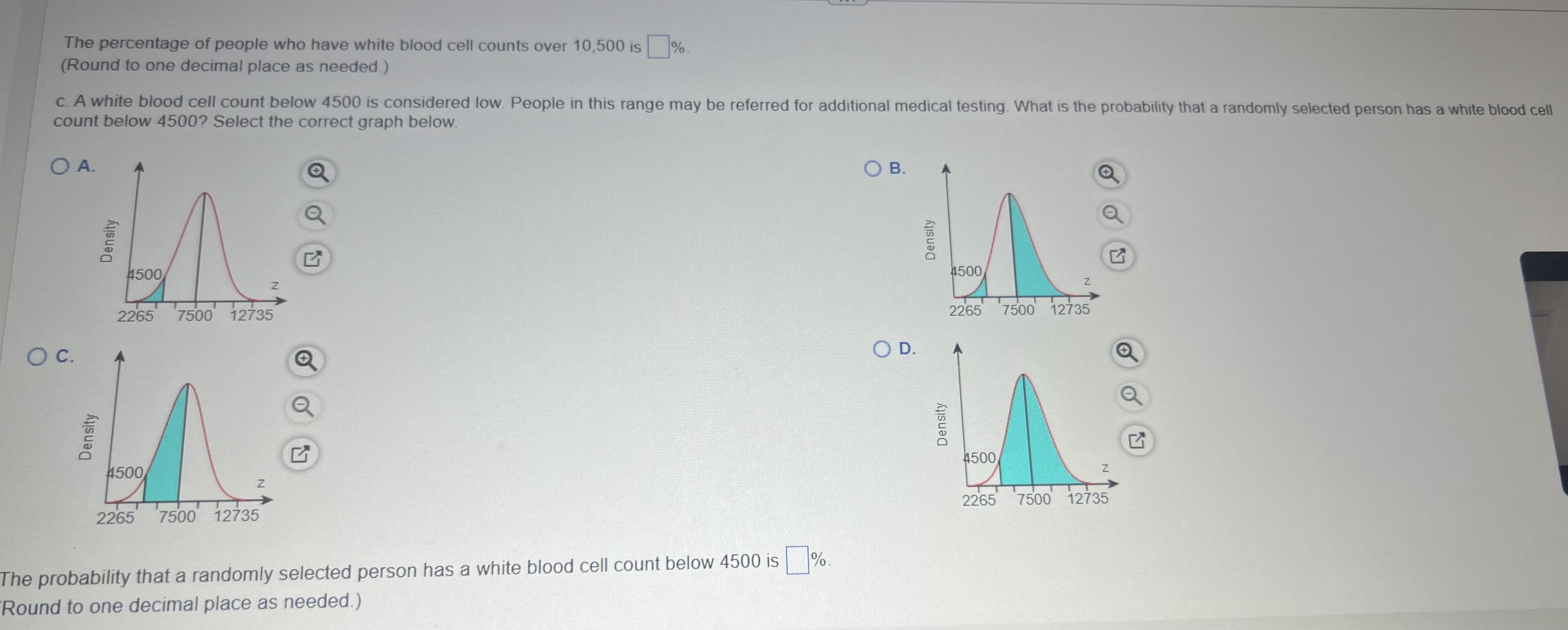 Density C. 4500 2265 7500 12735 Density E The percentage of people