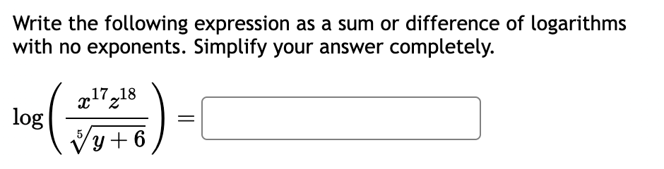 () = (c) en (7) = (d) In- (1) (e) eln(5) Write