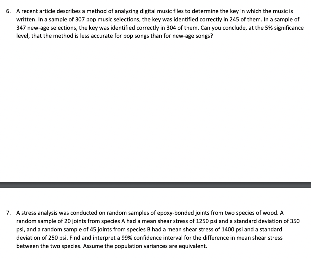 6. A recent article describes a method of analyzing digital music files