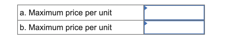 a. Maximum price per unit b. Maximum price per unit