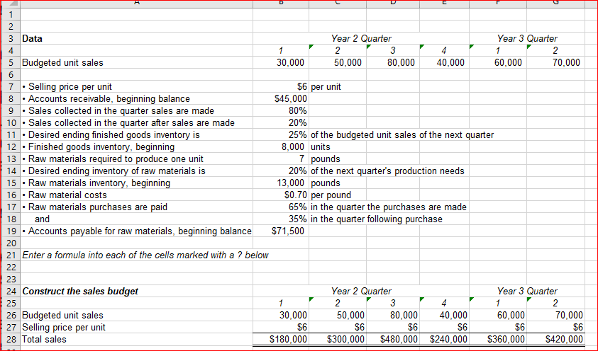 in worksheet '1st Part'. 4 5 2. Complete the following requirments in
