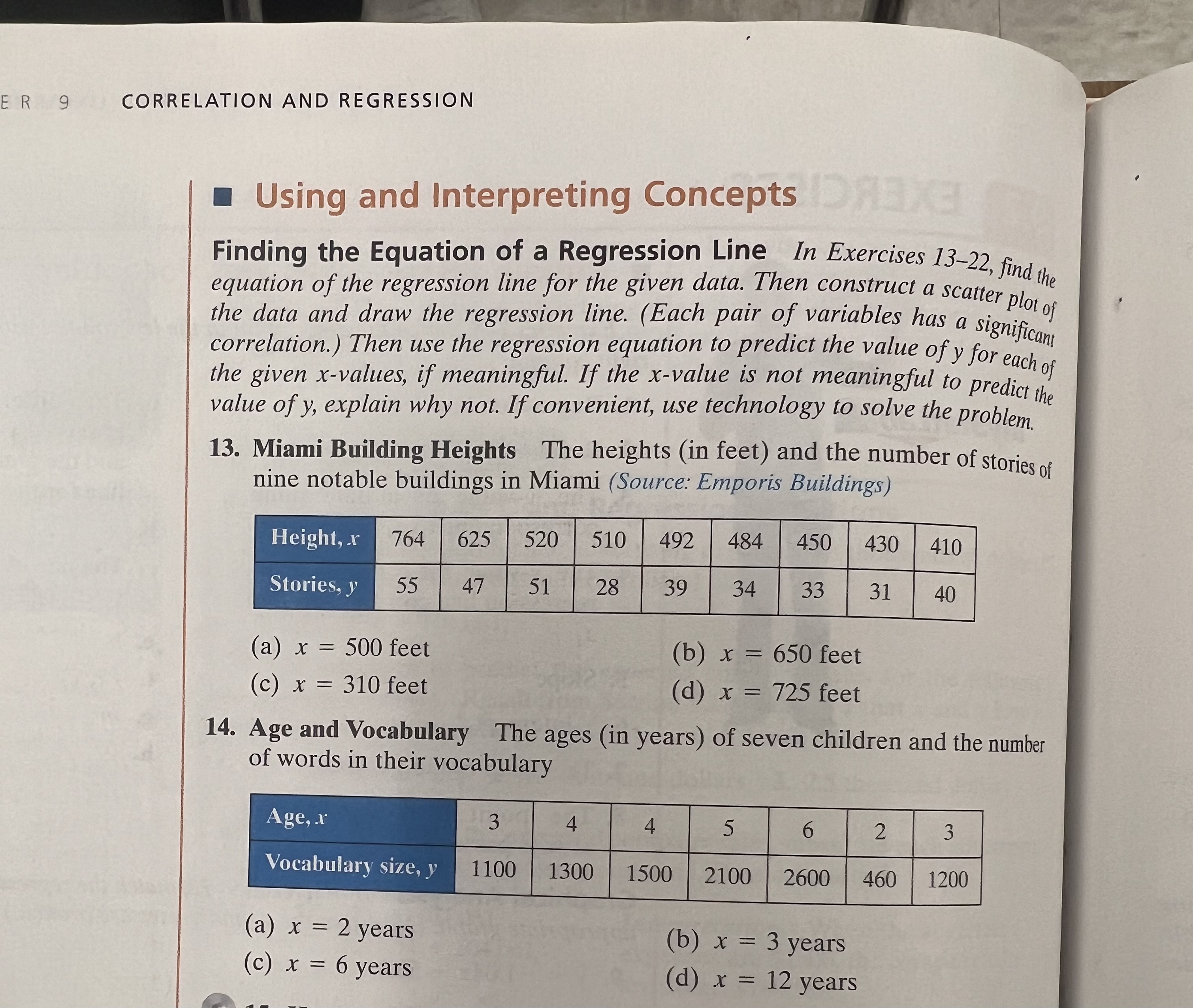 ER 9 CORRELATION AND REGRESSION Using and Interpreting Concepts DEXE Finding the