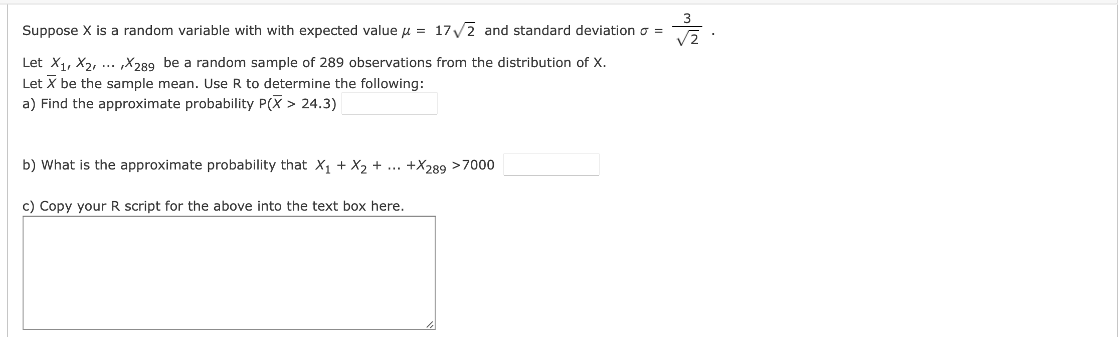 Suppose X is a random variable with with expected value = 172