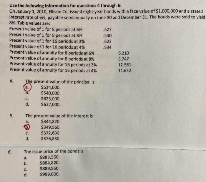 Use the following information for questions 4 through 6: On January 1,
