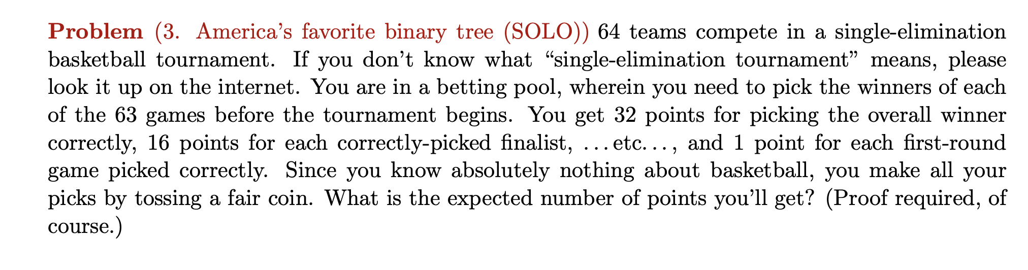 Problem (3. America's favorite binary tree (SOLO)) 64 teams compete in a
