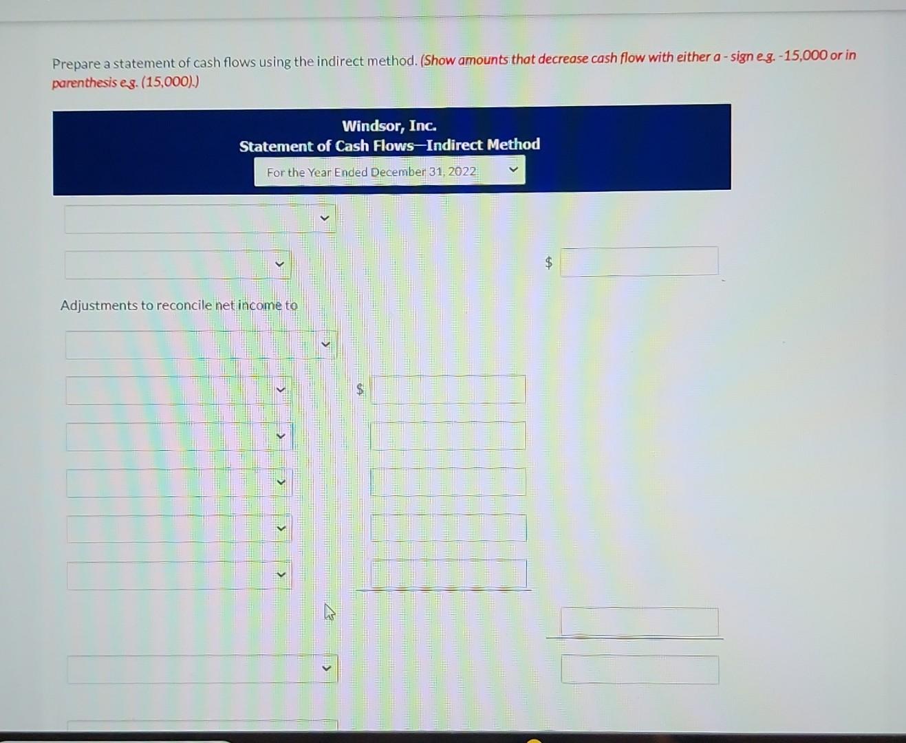 for the year ended December 31, 2022. Beginning cash balance $24,750 Accounts