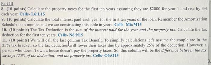 mortgage terms to build amortization schedules for a 30 year loan and