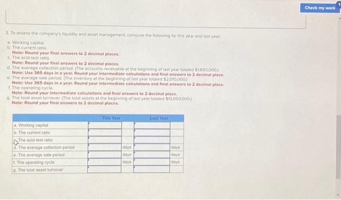 Company Comparative Balance Sheet This Year Last Year Assets Current assets: Cash