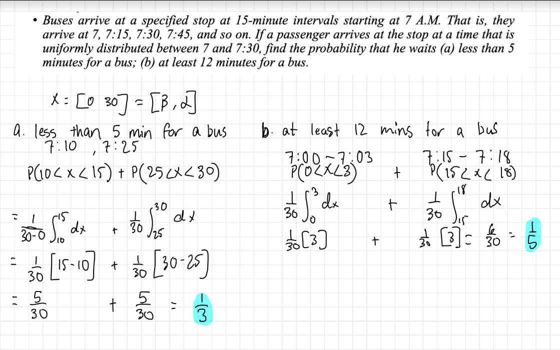 Buses arrive at a specified stop at 15-minute intervals starting at 7