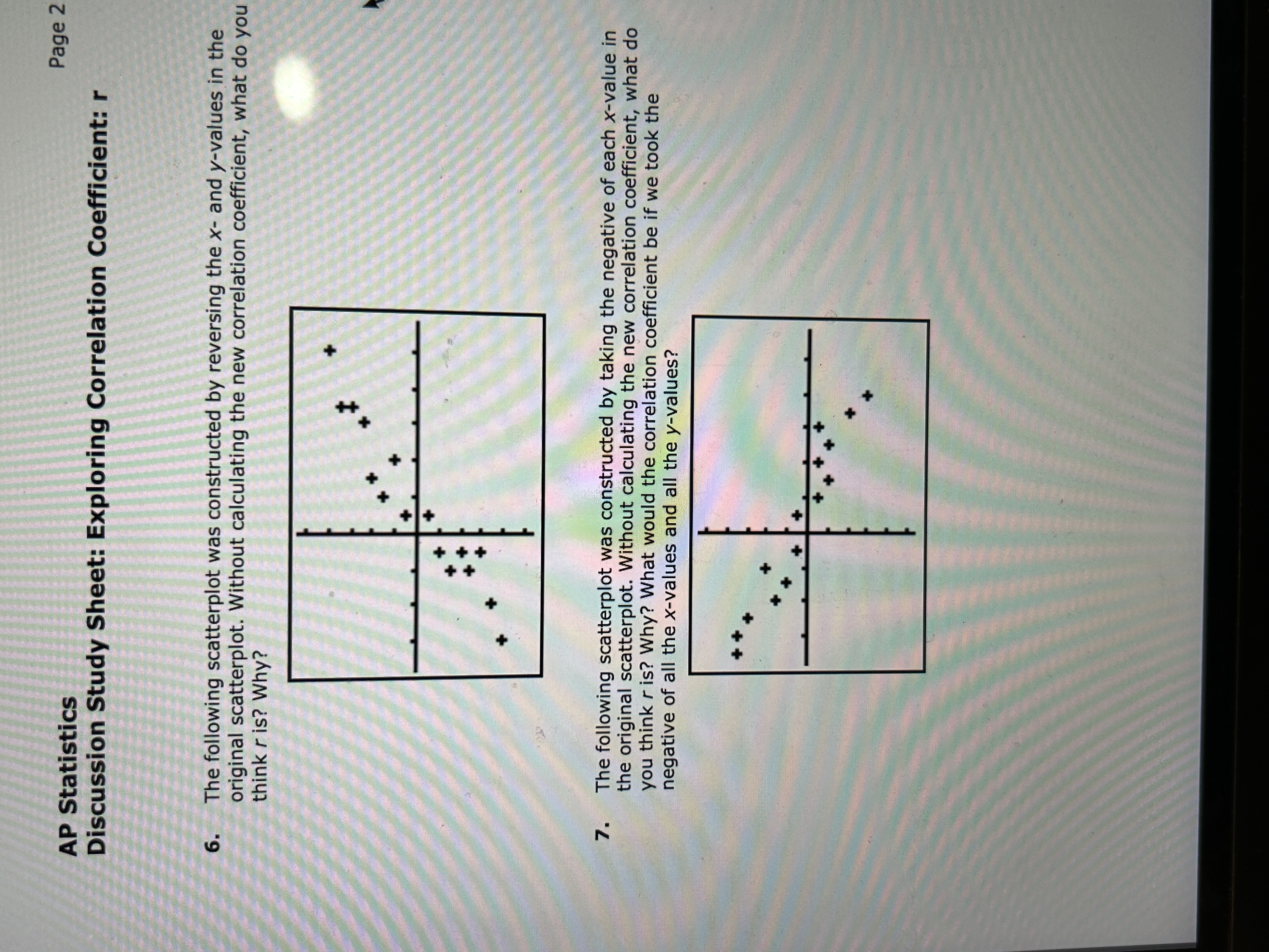 2 Prepare for the Discussion by graphing the scatterplot shown below on