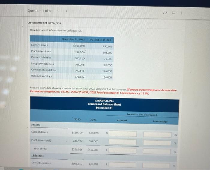 Question 1 of 4 < > Current Attempt in Progress Here is