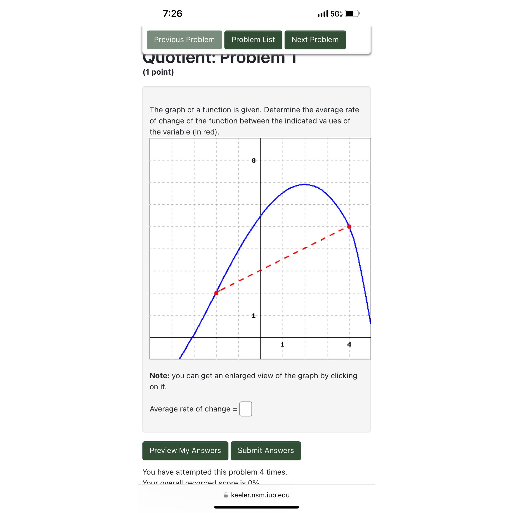 7:26 .Ill 5G Previous Problem Problem List Next Problem Quotient: Problem T