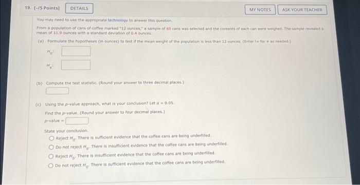 19. [-/5 Points) DETAILS MY NOTES ASK YOUR TEACHER You may need