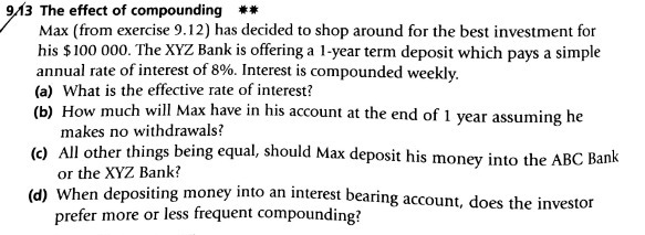 9/13 The effect of compounding ** Max (from exercise 9.12) has decided