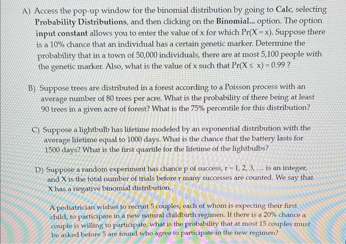 A) Access the pop-up window for the binomial distribution by going to