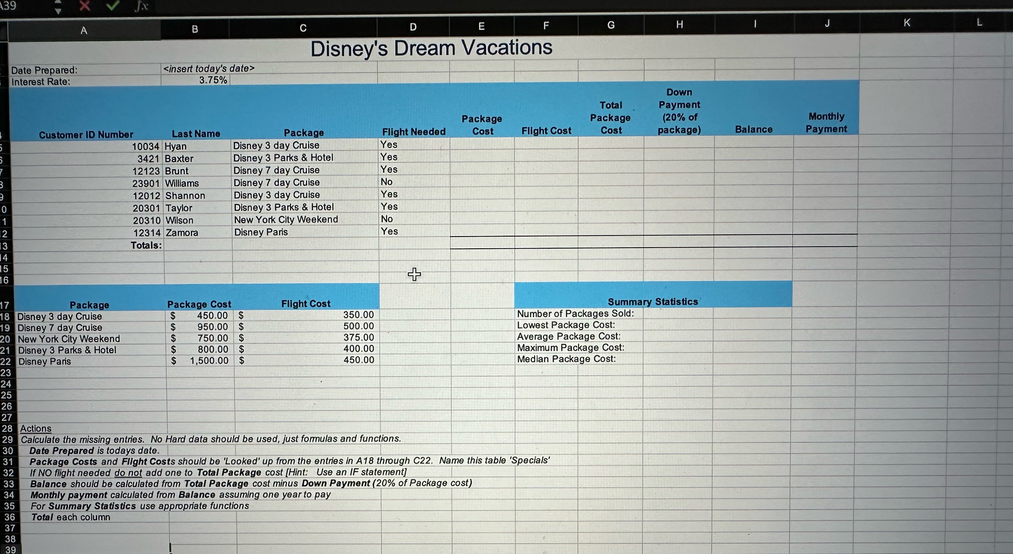 A39 X Date Prepared: Interest Rate: A B