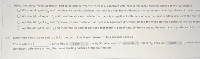 Information regarding the starting salaries (in $1,000) of samples of students in