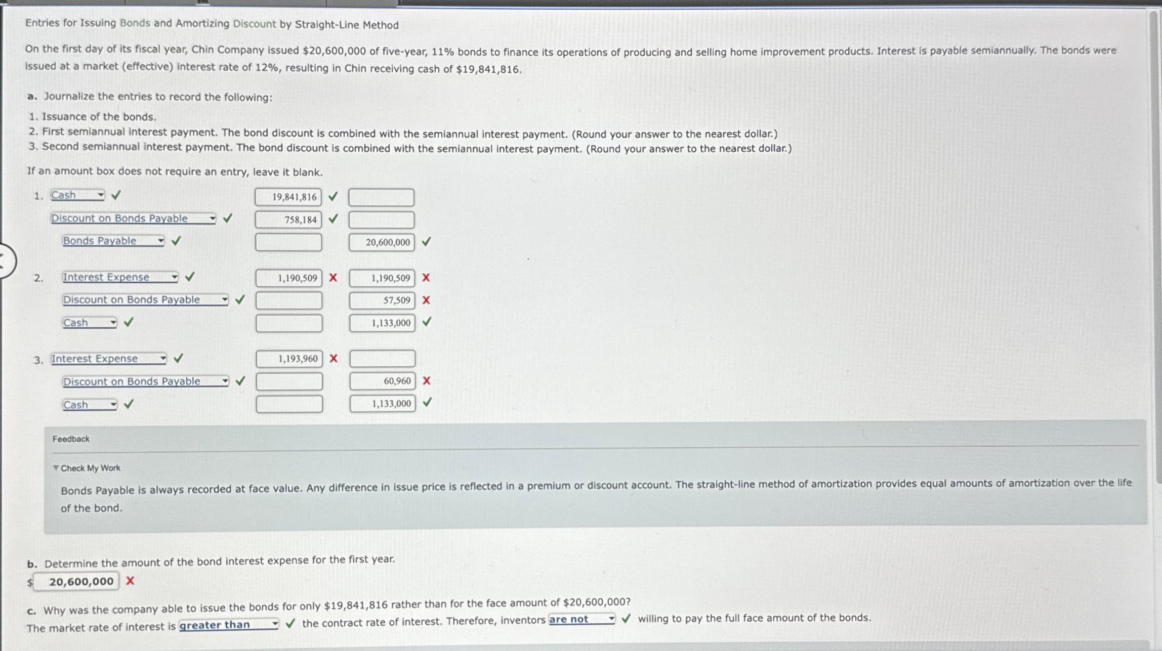Entries for Issuing Bonds and Amortizing Discount by Straight-Line Method On the