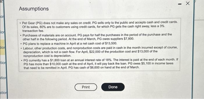 view the assumptions.) Requirement (Click the icon to view budget information.) Prepare