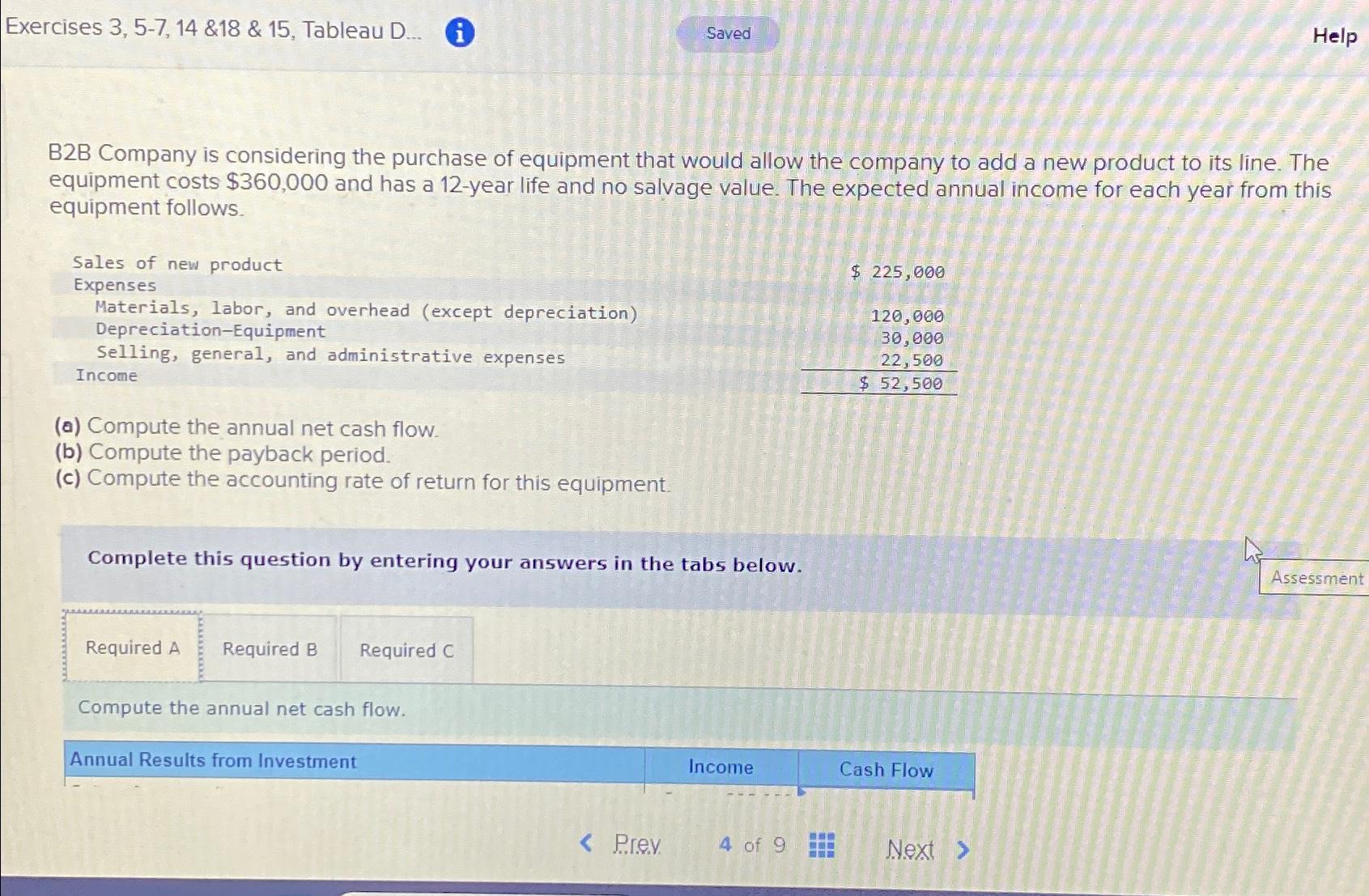Exercises 3, 5-7, 14 &18 & 15, Tableau D... i Saved Help