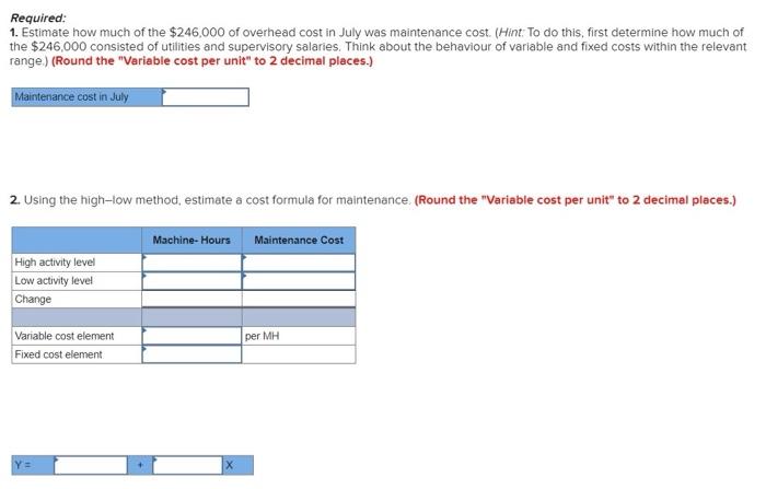 below. Month April Machine-Hours 70,000 Total Overhead Cost May June July 60,000