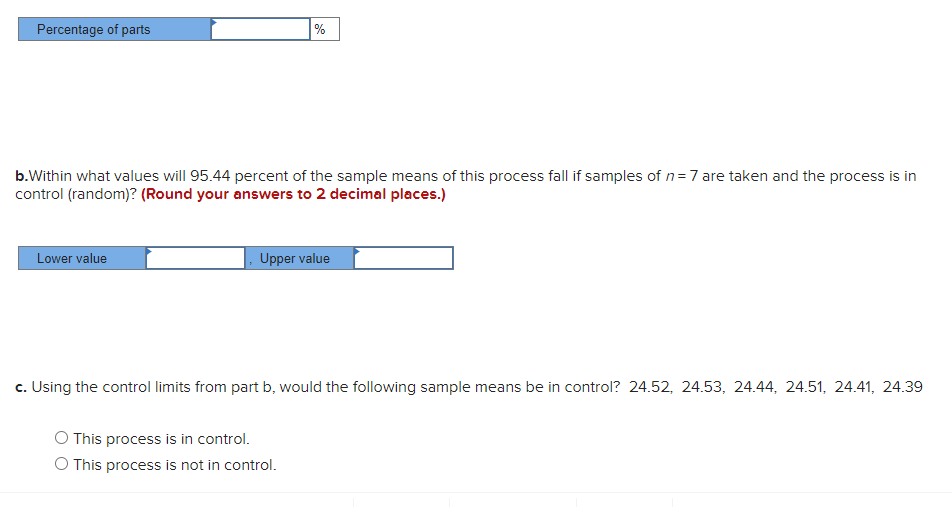 parts has a mean of 24.9 ounces and a standard deviation of