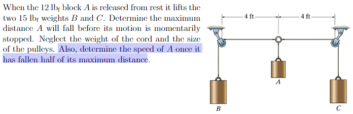When the 12 lbf block A is released from rest it lifts