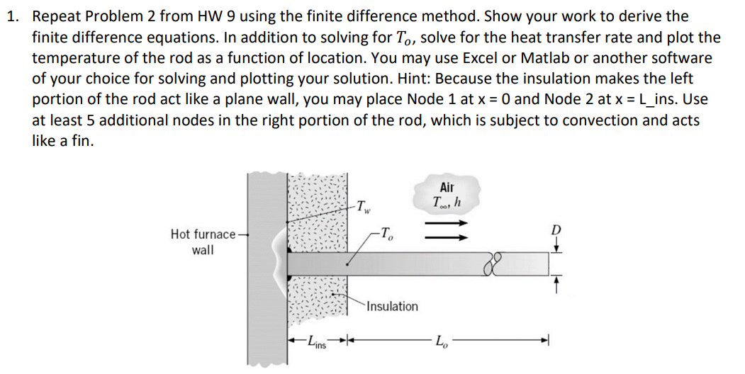 1. Repeat Problem 2 from HW 9 using the finite difference method.
