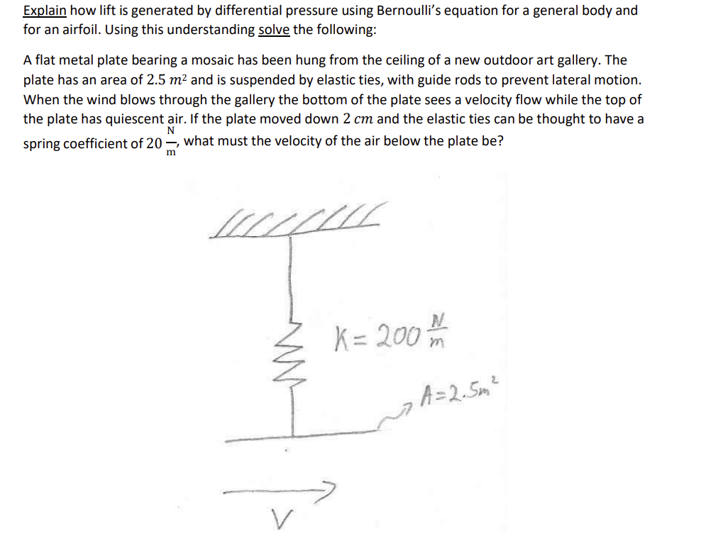 Explain how lift is generated by differential pressure using Bernoulli's equation for