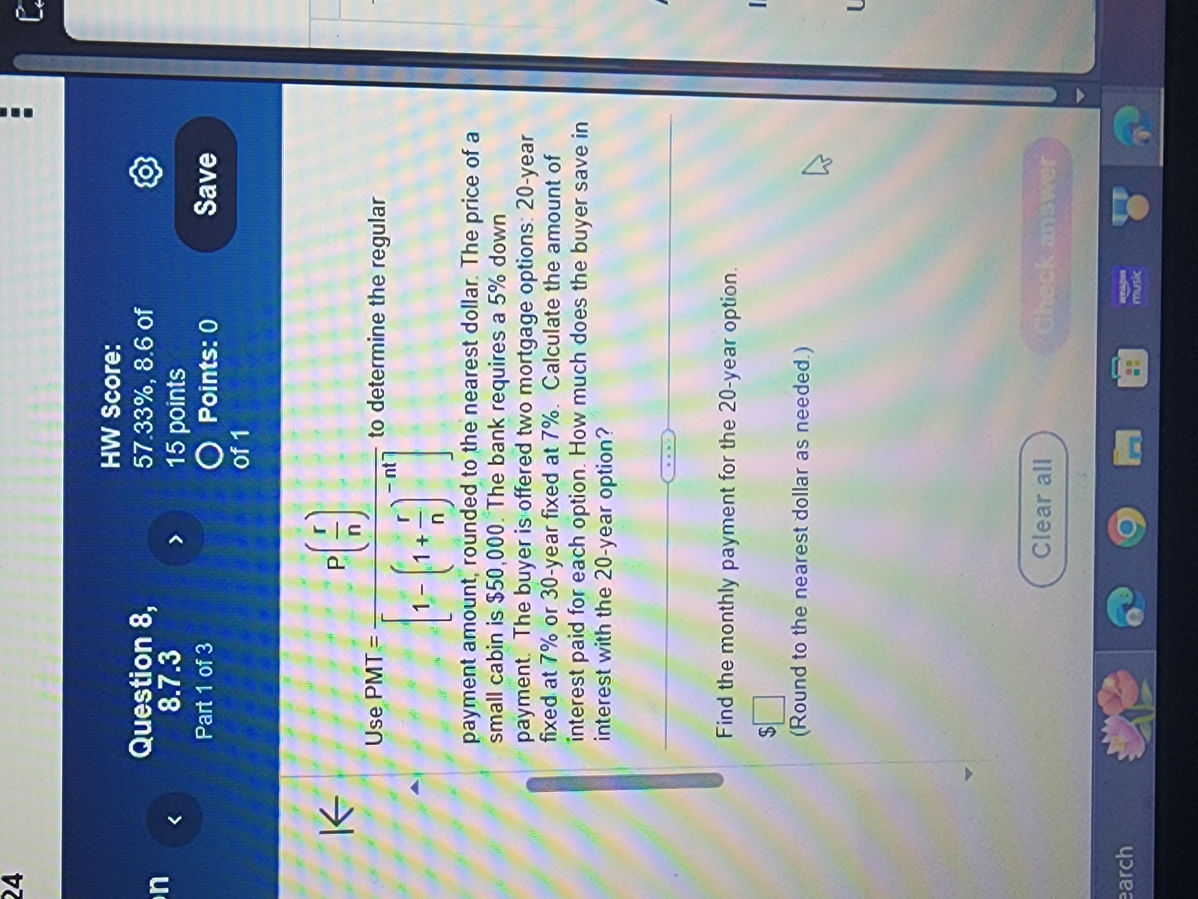 24 L earch Question 8, 8.7.3 Part 1 of 3 Use PMT