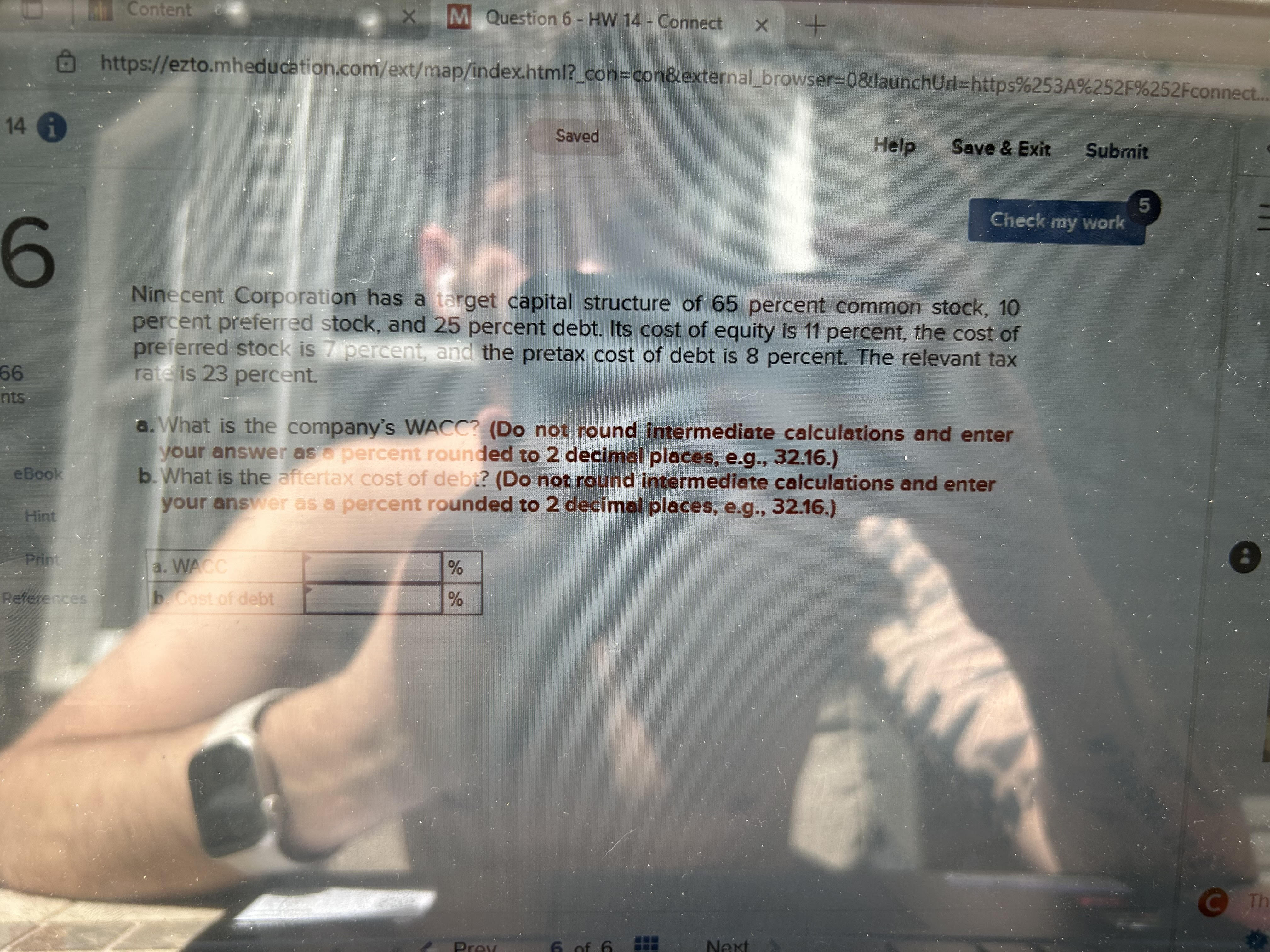 14 i Content M Question 6 - HW 14 - Connect x