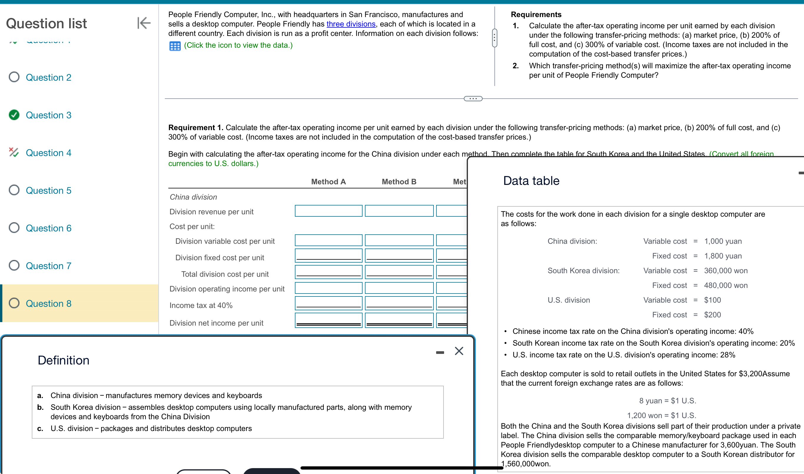 Question list , Question 2 K People Friendly Computer, Inc., with headquarters