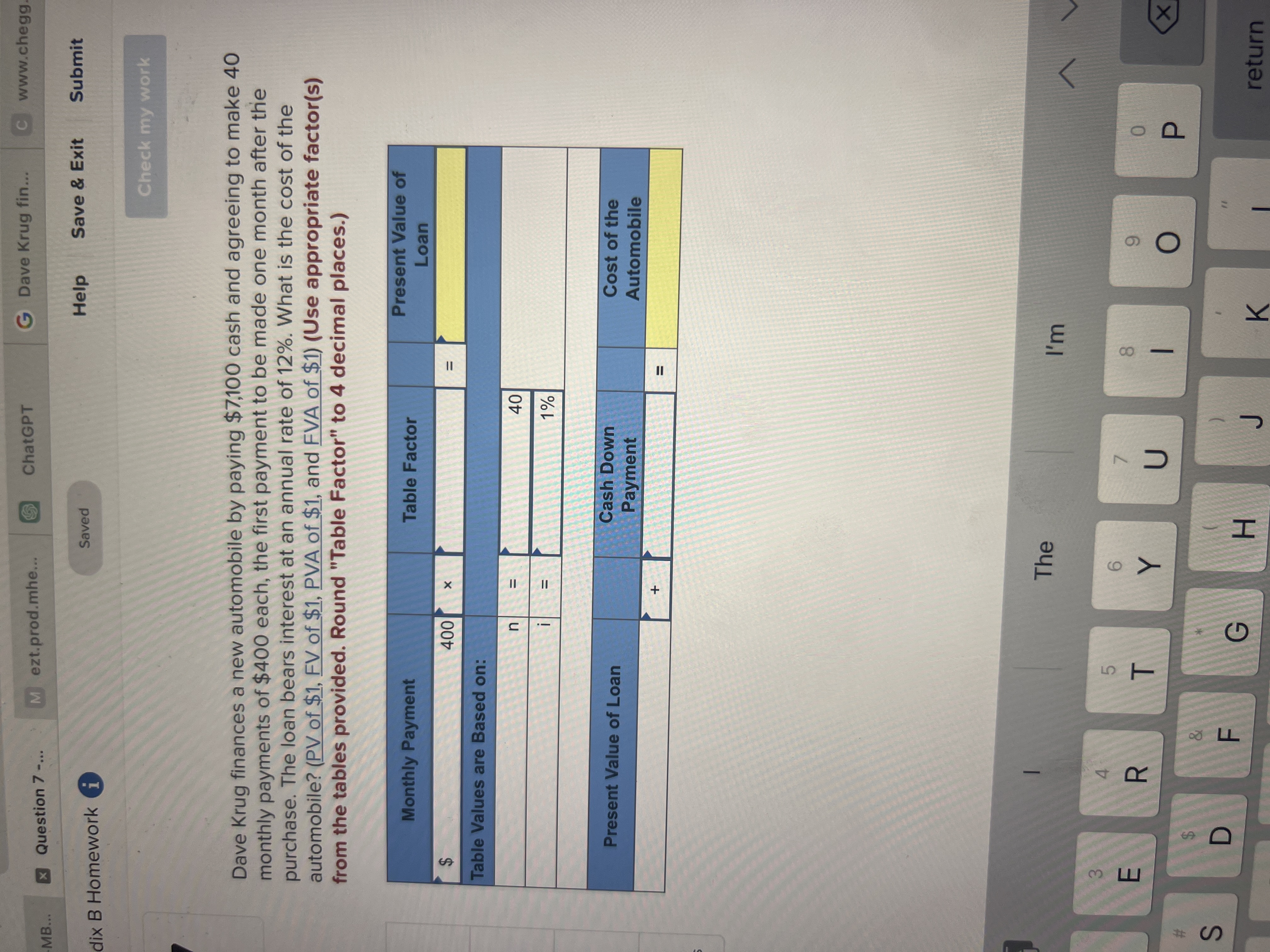 MB... Question 7 -... M ezt.prod.mhe... dix B Homework Saved ChatGPT G