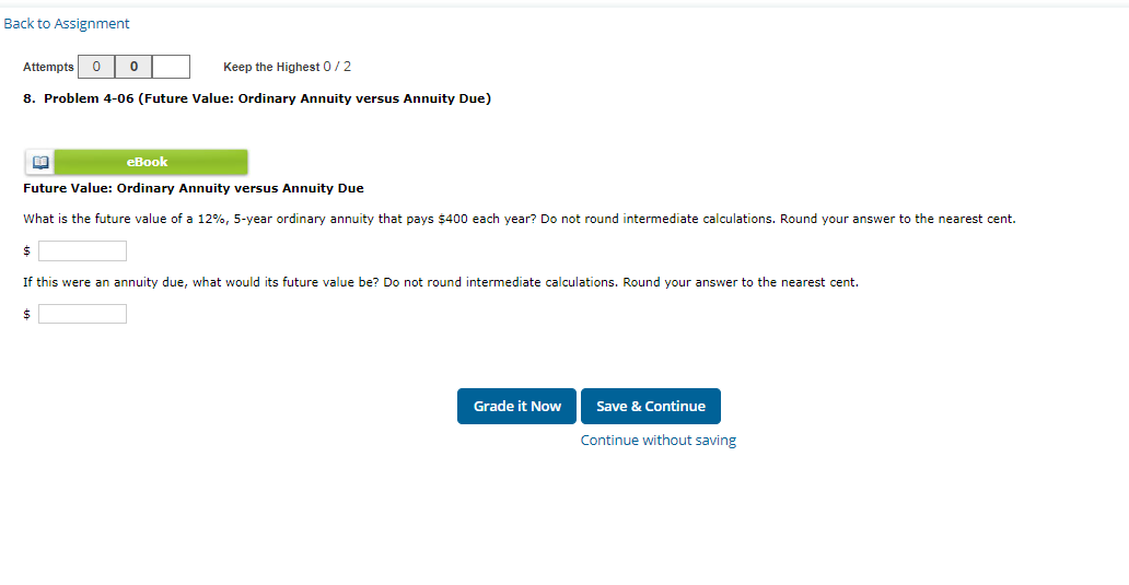 Back to Assignment Attempts 0 0 Keep the Highest 0/2 8. Problem