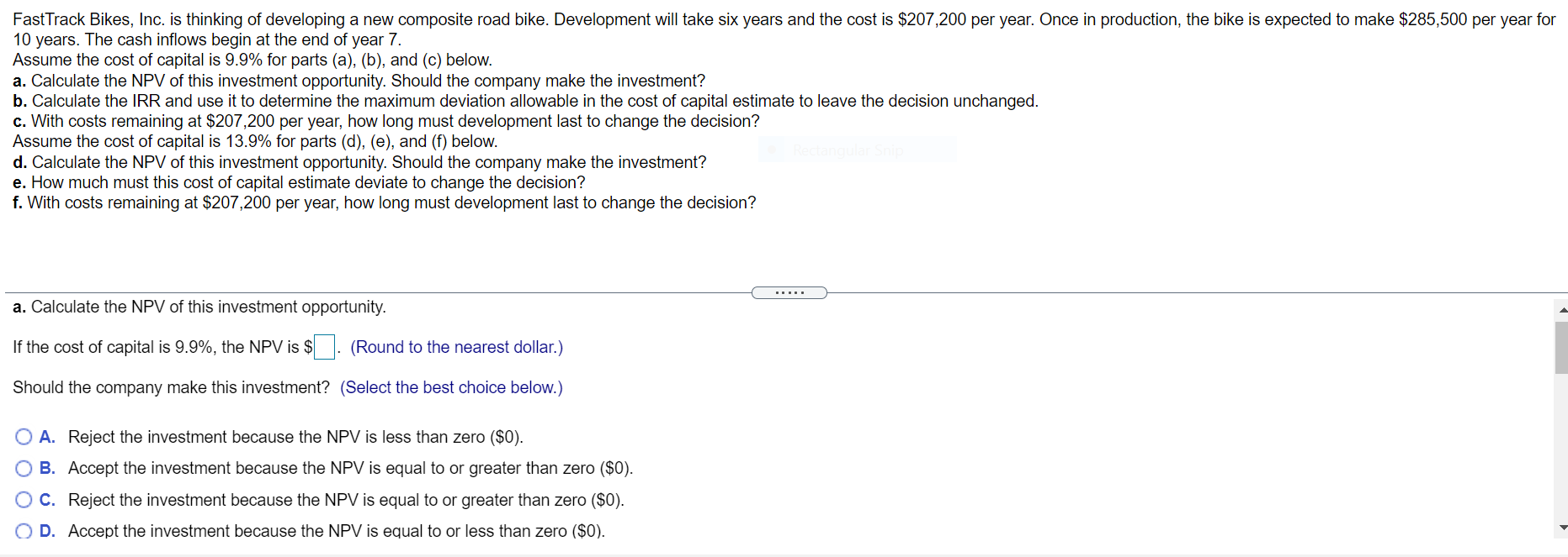 FastTrack Bikes, Inc. is thinking of developing a new composite road bike.