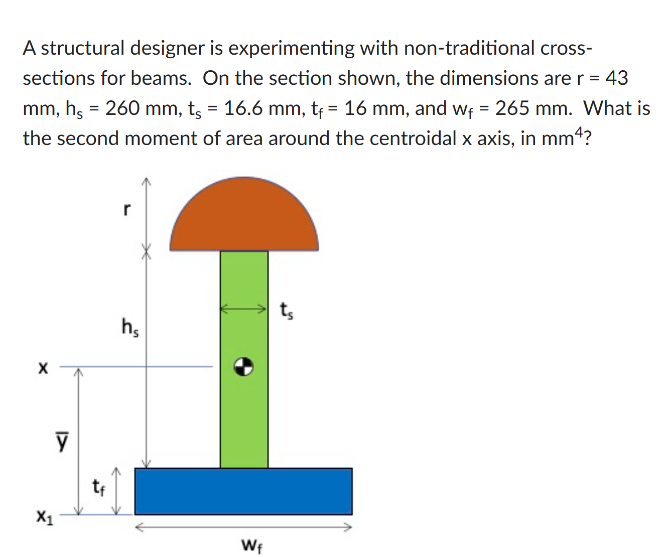 43 A structural designer is experimenting with non-traditional cross- sections for beams.