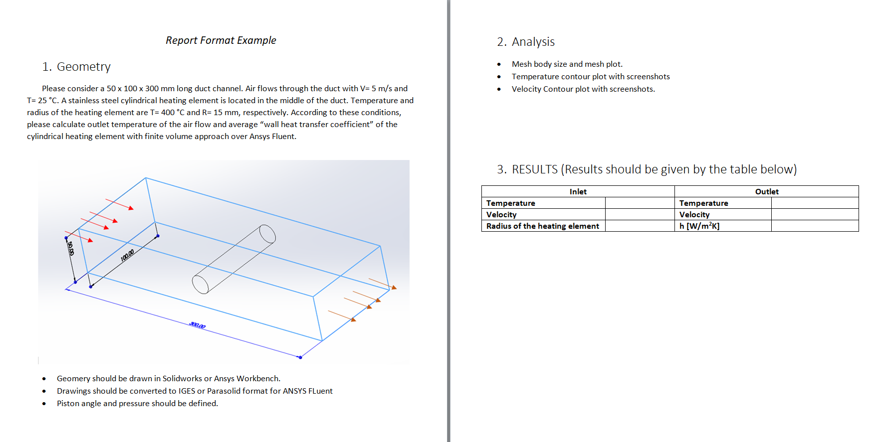 1. Geometry Report Format Example Please consider a 50 x 100 x