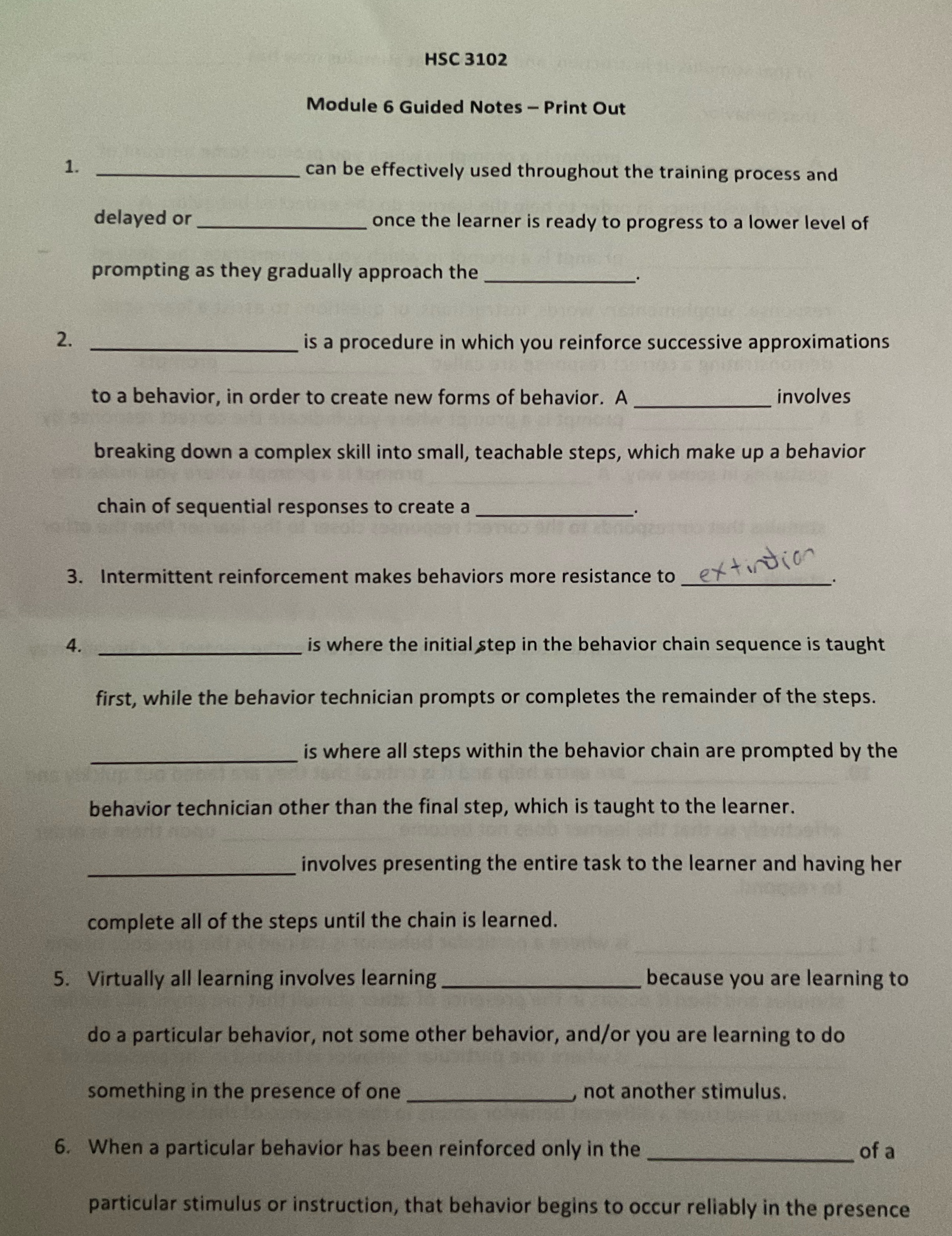 1. HSC 3102 Module 6 Guided Notes - Print Out delayed or